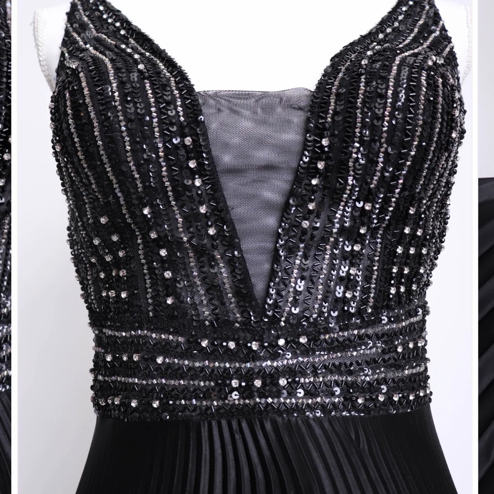 Alberto Malaki Elegant Black Sequin Evening Dress